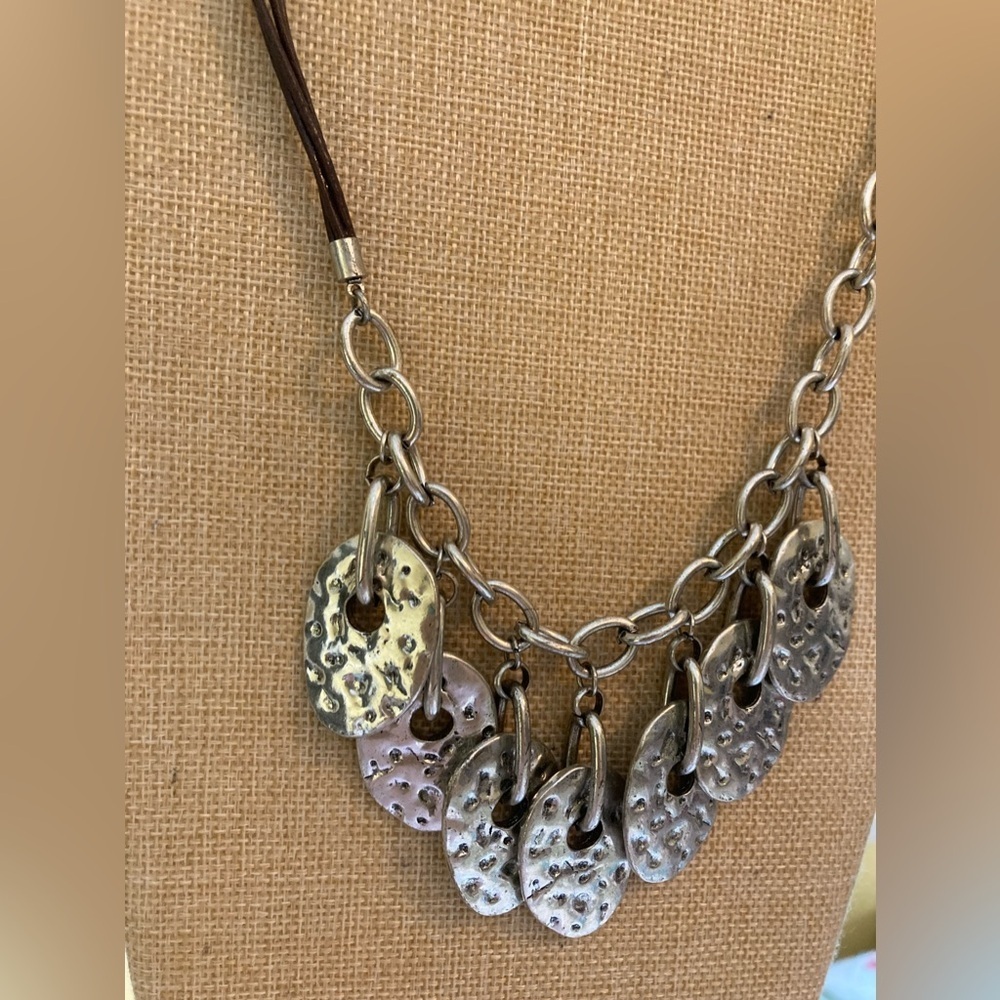 Hammered Brutalist Design Statement Necklace - image 3